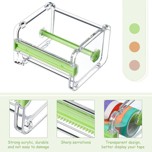Outus 6 Pieces Transparent Washi Tape Dispenser, Multi Masking Tape Cutter Holder for Desktop Office Storage