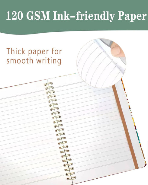 DHGPTS A5 60 Spiral Journal Notebook, Cute Notebooks for Women Men, College Ruled Hardcover Notebook for Work & Note