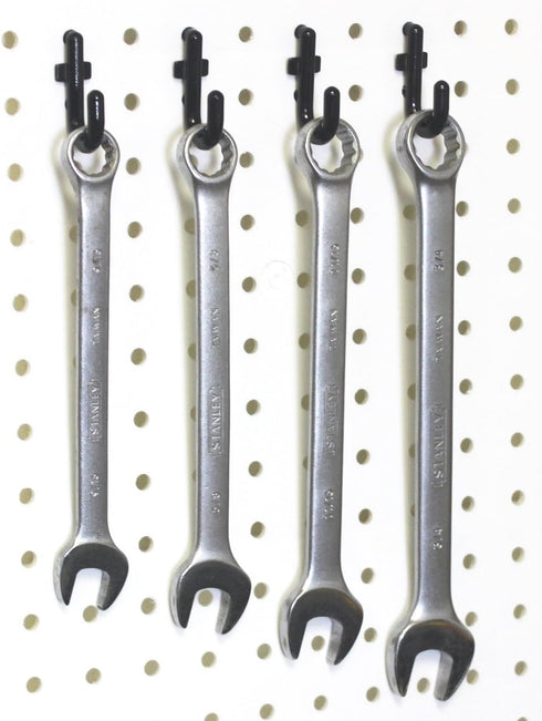 WallPeg 100Pcs Pegboard Accessory Peg Hook Set - Durable Self-Locking Black 1/4" J-Style FlexLock Peg Hooks