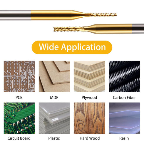 End Mill Sets, 10Pcs Titanium Coat End Mill, 1/8" Shank Micro Engraving Bits for CNC Router