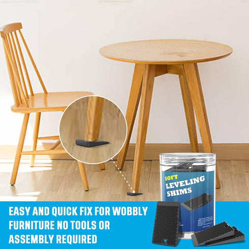 Furniture Levelers Black & Clear, 32 Piece Jar, Rubber Shims for Leveling, Mix Color Wedge for Table Toilet Refrigerator Piano, Small Shims for Home Improvement and Work, Cuttable and Stackable