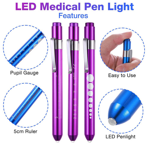 24 Pack Chumia Trauma Shears Pen Light Bulk for Nurses Nursing Scissors with Pupil Gauge Bandage Nurse Scissors LED