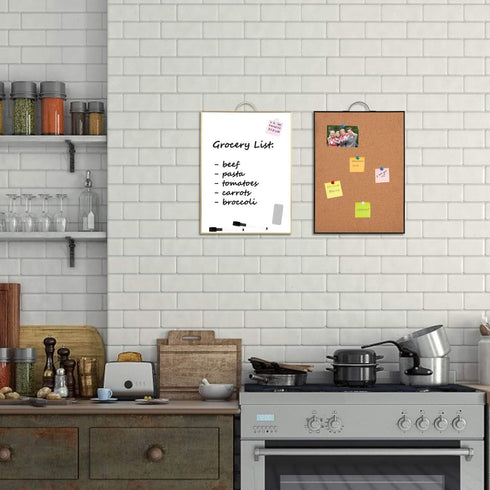Small Whiteboard Cork-Board Combination - 16" x 12" Portable Aluminum Frame Magnetic Dry Erase Board Mini Bulletin Cork