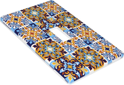 Mexican Talavera Tiles Single Toggle Light Switch Plate Cover Decor Wall Plate Cover For Home Bedroom Kitchen Decorative 4.5 * 2.76 Inches Standard Size by TOLONDINA