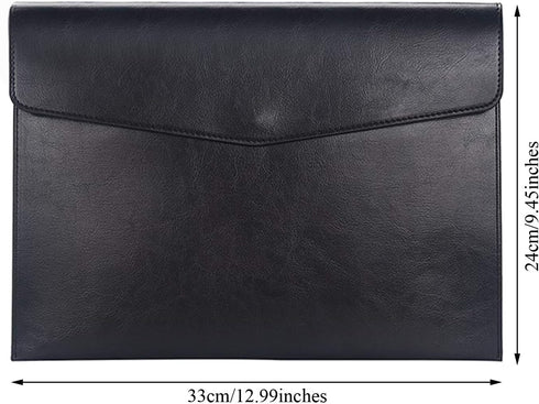Enyuwlcm PU Leather A4 Document Holder Envelope Folder Case with Snap Closure for Receipt Contract, Black & Brown