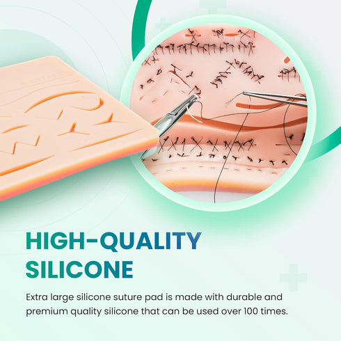 Suture Practice Kit for Medical Students, Includes Large Silicone Pad, Suture Threads, Tool Kit, and Video Course