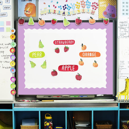 Whaline 65.6ft Purple Bulletin Board Borders with 4 Rolls of Die-Cut Board Trim for School Classroom Office Decor