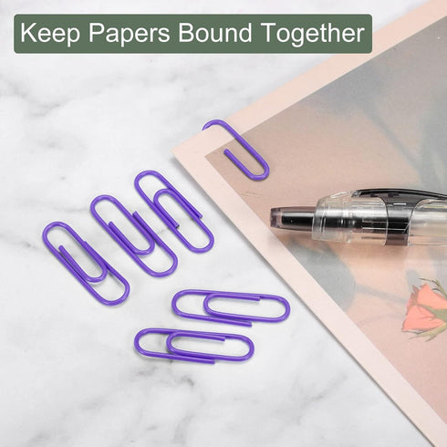 YOKIVE 600 Pcs Paper Clips, 1.1-Inch Purple Office Clips with Box for Neat Desk Organization