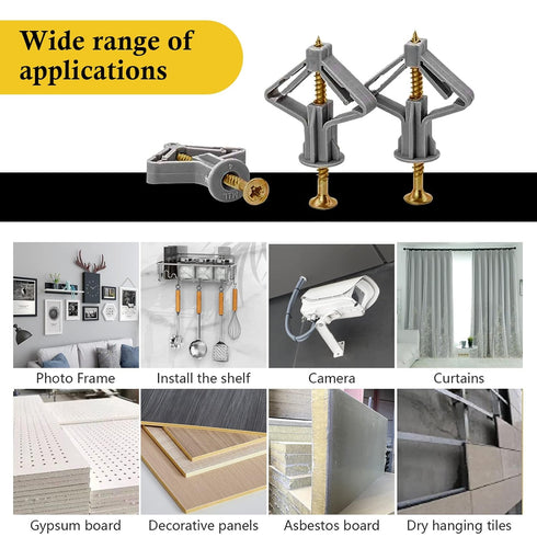 Drywall Anchor Kit - 100 Pcs Hollow Wall Anchors with Screws, Self-Drilling Nylon Plastic Buildex for Drywall