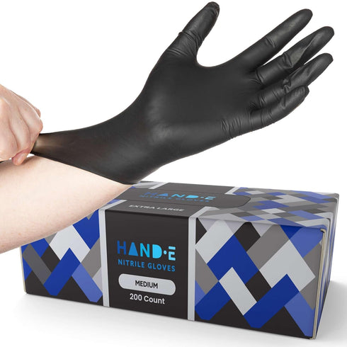 Black Nitrile Medical Gloves, Disposable Medium 100 Count, Surgical Gloves Latex Free, Extra Thick 5 Mil Exam Gloves
