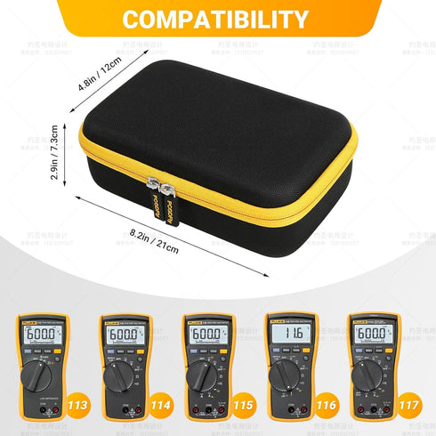 Hard Carrying Storage Case for Fluke Digital Multimeter - Organizer Holder Bag for 117/115/116/114/113/177/178/179/233