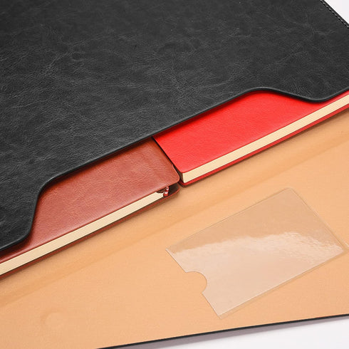 VANRA PU Leather Expanding File Folder, Document Holder for A4 Letter Size Paper with Invisible Magnetic Closure (Black)