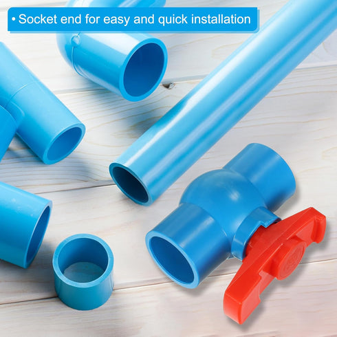 PATIKIL 50mm 2" ID PVC Ball Valve - 2 Pack Socket Type Shut-off Valve with Easy Handle