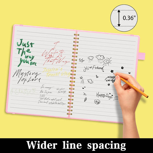 Spiral Notebook, 6"x8.5", Hardcover Lined Journal for Women with Pen Loop, Pocket, 160 Pages, 100 GSM Thick Paper.
