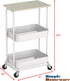 Simple Houseware 2-Tier Rolling Utility Cart with Top Board, Maple