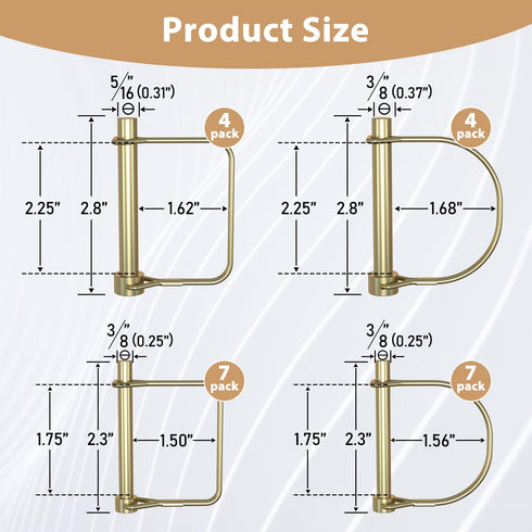 XOOL 22PCS Zinc-Plated Heavy Duty Safety Pins, Shaft Locking Pin for Trailer Coupler and Premium Carbon Steel