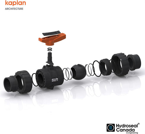 2 F1970, 200 @73F, 2 inch (2 inch) HYDROSEAL Kaplan PVC True Union Ball Valve with Full Port, ASTM EPDM O-Rings