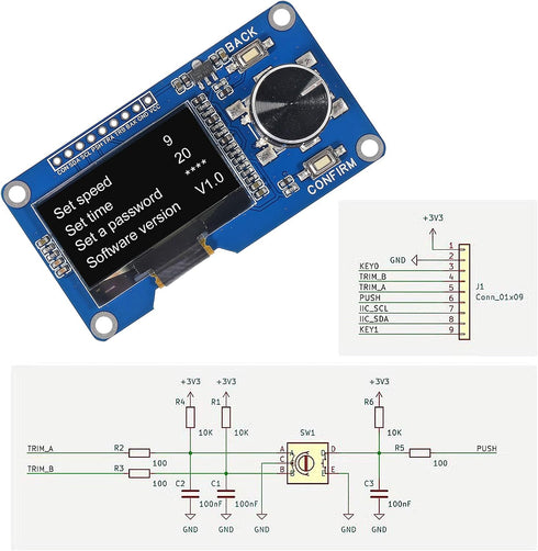 AITRIP 1PCS 1.3-inch EC11 (1.3 inch OLED Display Module with Button Rotary Encoder Interface LCD Screen for Arduino