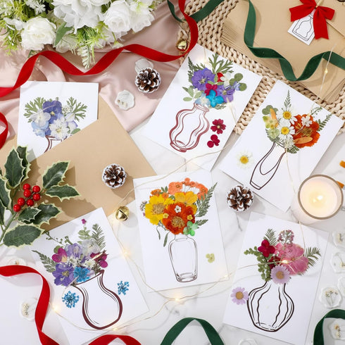 Dunzoom 30 Set Set 150 DIY Wedding Greeting Cards with Envelopes Wedding Thank You Dried Flowers Pressed Flower Cards