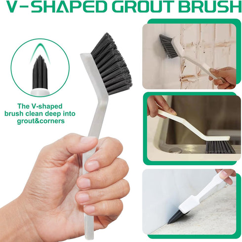 Set Cleaning Brush for Household V Shape Grout Brush, Multi-Purpose Household Cleaning Tools for Kitchen, Bathroom