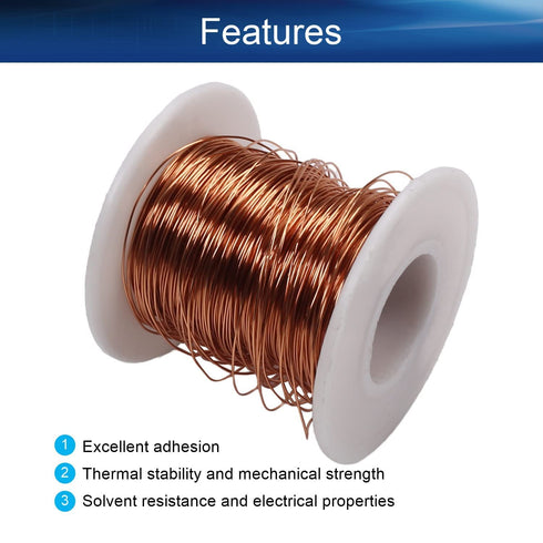 Heyiarbeit 27 AWG Enameled Copper Magnet Wire, 164ft 0.0138" Diameter for Motors and Transformers