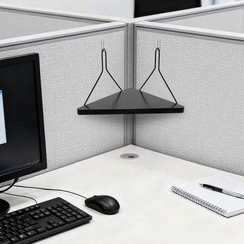 APUDWN 11.8 Inch Planter(Black2 Fabric Wall Cubicle Corner Shelf with Hooks Wooden Triangular Cubicle Corner Shelf