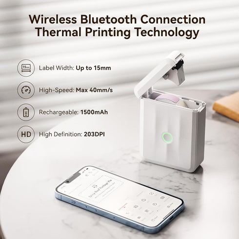 NIIMBOT D110 Mini Label Maker Machine with Tape, Portable Bluetooth Thermal Printer for Office Organization