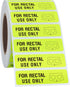 Hybsk Rectal Use Only Stickers, 1.5" x 0.375" Fluorescent Yellow with Permanent Adhesive, 500 Labels Per Roll