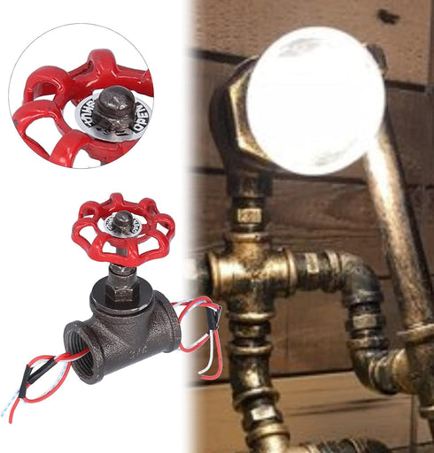 Retro Industrial 3/4in Stop Valve Rotating Light Switch, Unique Design for Table Pipe Lamp, Steampunk