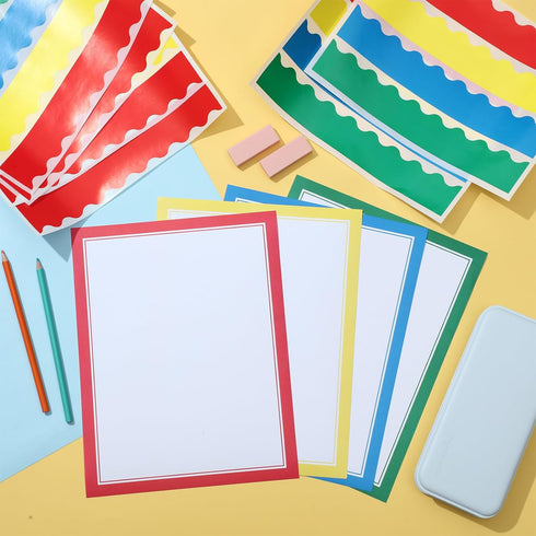 Henoyso 116 Sheets Science Fair Board Supplies with 20 Printable Presentation Subtitles and 80 Scalloped Bulletin