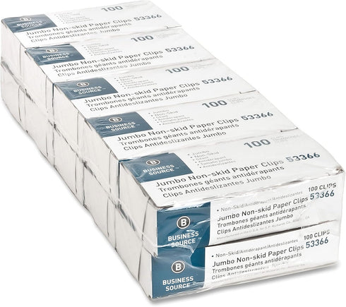 Business Source 53366 Paper Clips, Jumbo, Nonskid, 1000/PK, Silver by Business Source
