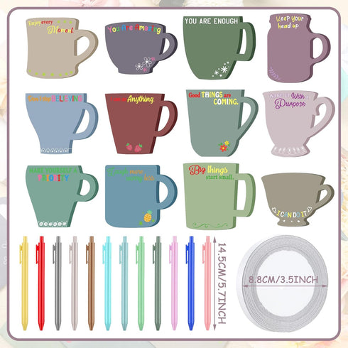 Sinmoe 12 Sets Teacher Gifts, Inspirational Coffee Cup Notepad with Pen, Motivational Sticky Notes for Teacher