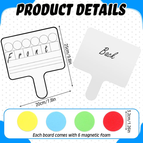 Seajan 9 Pcs Magnetic Paddle Set, Education Dry Erase Double Side Handheld Answer Board with Magnetic Counters for Kids