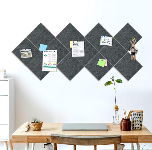 Large Cork Board Tiles, 12 Pack 47" x 35" Self Adhesive Bulletin Board for Office, School & Home - Grey with 120