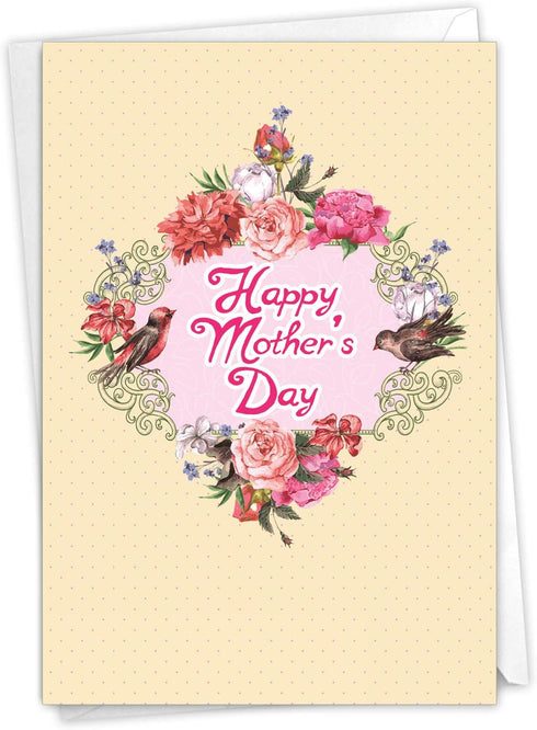 The Best Card Company Beautiful Card for Mother's Day, Loving Heartfelt Card for Moms, Birds and Blossoms