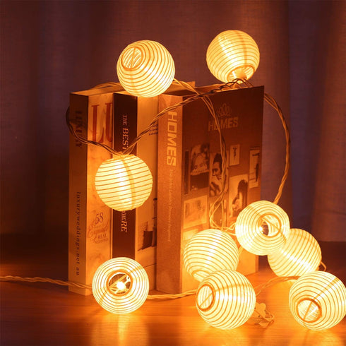 10 120V 9.83FT TIGOMOOV White Nylon Lantern String Lights, Plug in, White Wire, Waterproof Indoor Outdoor Hanging Fairy
