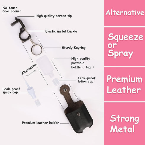 Ezindraw (1 oz), Hand Sanitizer Keychain, Hand Sanitizer Spray Holder, Premium PU Leather Travel Size Bottle Cases