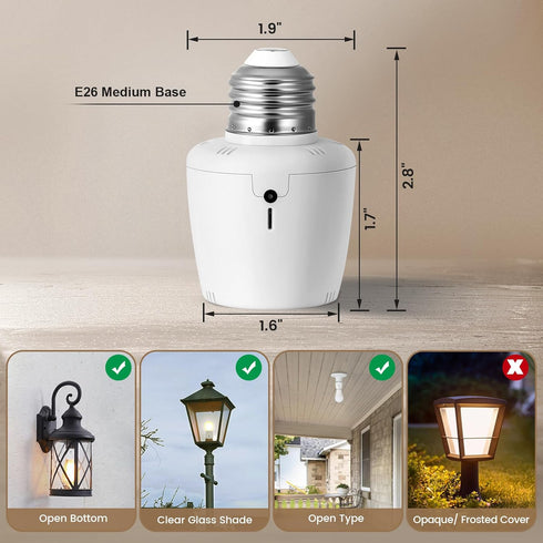 E26/E27 Bulbs, Bulb, Bulbs, 4-Pack SURAIELEC Dusk to Dawn Sensor Socket, Automatic Light Sensor Socket for for Flame