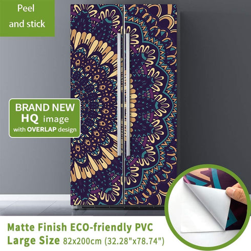 Alwayspon 32.3x78.7, 2 Set Vintage Art Self Stick Vinyl Door Mural Sticker, Peel and Stick Removable Refrigerator Wrap