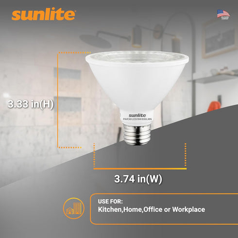PAR30 Bulb, 9 (75W 850 (E26) Dimmable, 3000K 6 Count Sunlite LED Short Neck Flood Light Watt, Equivalent), Lumens