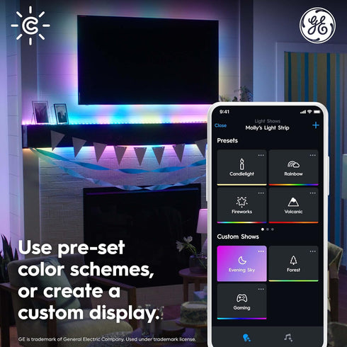 32ft GE Cync Dynamic Effects Smart LED Light Strip with Music Sync, Color Changing WiFi Lights, Indoor Light Strip