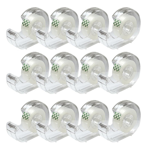 Transparent Tape with Dispenser, Clear Tape Rolls Refill for Office, Home, School, 3x4" x 1000inches, 12 Rolls