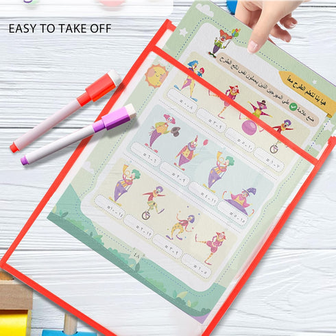 6 (10" 13"), Ufmarine Job Ticket Holders, Pcs Dry Erase Pockets Colorful * Reusable Plastic Sleeves