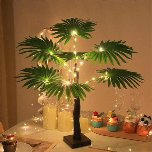 Setups Artificial Palms Tree with LED Light Decorative Table Lamp Decoration for Outdoor Indoor Party Backyard Deck