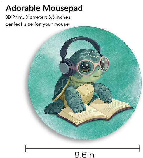 Cute Sea Turtle Mouse Pad, Round Mousepad for Desk, Funny Small Mouse Pads for Wireless Mouse Gaming Work Laptop, Mini