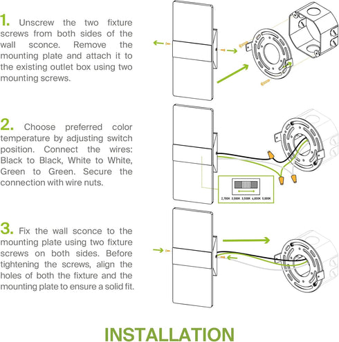 12 Inch 12W 2700K-5000K Dimmable ASD Indoor LED Wall Sconce - Black Wall Sconce Lights for Living Room, Bedroom