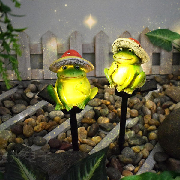Solar Outdoor Lights Mushroom Frog Garden Lights Funny Decorative Lights for Yard,