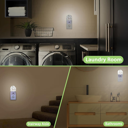 AOWULA Wildflowers Poppy Chamomile Night Light,Plug into Wall Nightlights with Dusk to Dawn Light Sensors,Nightlights