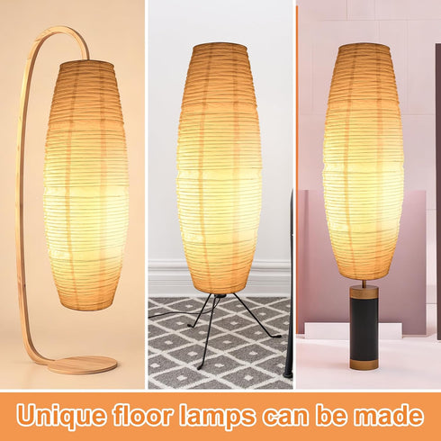 (43.312.67.8inch) Toyvian Paper Floor Lamp Shade Replacement, Modern Tall White Foldable Rice Paper Cover Nordic Style