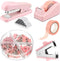 Office Supplies Set Desk Accessory Kit, Includes Stapler, Tape Dispenser, Clips, for Women Christmas Gift (Pink)